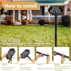 Private Property No Trespassing Sign with Stake, No Soliciting Sign for House 5x10 inch/35 inch High, for Front Door/Lawns/Gardens and Business