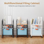 Marbrasse Rolling File Cart with Adjustable Dividers, Mobile File Cabinet on Lockable Wheels, Office Filing Cabinet Organizer, Hanging File Folder Organizer for Home Office - Dark Brown