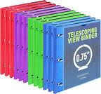 WOT I 12-Pack Telescoping 3 Ring Binder(0.75"), Expandable Flexible Binder - Patented Design for Easy Portability, Holds 160 Sheets, 4 Vibrant Colors, Perfect for School, Office&Home Organization