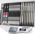 Nicpro 37PCS Art Mechanical Pencil Set, Metal Drafting Pencils 0.5 mm, 0.7 mm, 0.9 mm & 2mm Lead Pencil Holder (6B 4B 2B HB 2H 4H Colors) For Sketching Drawing With 20 Tube Lead Refills Eraser Case