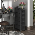 GiftGo Narrow Dresser Vertical Slim Dresser Chest of Drawers Skinny Storage Tower for Small Spaces Gaps Closet Bedroom Bathroom Small Fabric Drawer Unit (Charcoal Black, 5 Drawers)