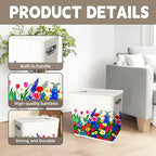Fozxsvg Colorful Painting Bamboo 4.5 Gallon Fabric Trash Can, Cute Storage Baskets, Decorative Trash Bin for Bedroom, Office, Living Room, Kitchen
