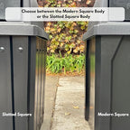 Sturdy Essentials 32 Gallon Square Slatted 100% Recycled Plastic Heavy Duty Outdoor Commercial Trash Can with Swing Top Lid | Great for Schools and Businesses - Green Granite