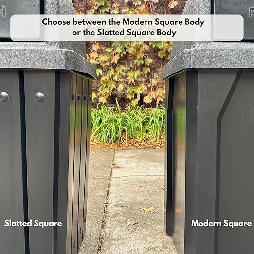 Sturdy Essentials 32 Gallon Square Slatted 100% Recycled Plastic Heavy Duty Outdoor Commercial Trash Can with Swing Top Lid | Great for Schools and Businesses - Green Granite