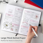 Heture Hardcover Notebooks, A5 Dotted Journal Notebook for Writing 160 Pages, 8.2 x 5.5 inch, Classic Dotted Notebooks for College/Work/Travel(Red 3 Pack)