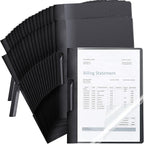 Maitys 50 Pack Durable Clear Report Covers with Rotary Clip 11 x 9 in Letter Size Presentation Folders Transparent Front Cover Portfolio Folder Resume Folder Interview Report Folders (Black)