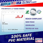 Mifflin-USA Card Protector (4x3 Inch, Clear, Bulk 50 Pack) Quick Load Horizontal No Zipper Name ID Badge Holder