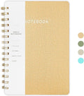 Spiral Notebook-5.75" x 8.125" College Ruled Journal with Inner Pockets and 160 Pages,PU Leather Cover Business Journal, Twin-Wire Binding Notebook Perfect for Office & Home School Supplies Khaki
