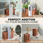 Decorative Roman Column Book Ends & Vase - Heavy Duty Marble Book Ends for Heavy Books, Vintage Home Office Decor, Dual Use as Flower Vase, Natural Stone Bookends for Shelves (2PC, Red)