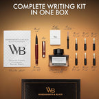 Wordsworth & Black Calligraphy Pen Gift Set, Includes Ink Bottle, 6 Ink Cartridges, Refill Converter, 6 Replacement Nibs, Luxury Bamboo, Journaling, Smooth Writing Pens [Violet Wood]