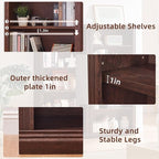 RWYHG 70" Walnut Tall Bookshelf Set of 2,5-Tier Thick Wooden Book Shelf with Adjustable Shelves,Free Standing Farmhouse Bookcase with Open Display Storage,Floor Vintage Bookshelves for Living Room