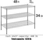 Regal Altair 21" Deep x 48" Wide x 34" Height Wire Shelving Kit | 3-Tier | NSF Commercial Storage Rack Unit