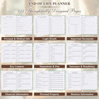 Lanpn End of Life Planner Death Organizer with Tabs, Final Wishes & Financial Estate Planning Journal, When I Die Journal for Senior, Before Death Life and Care Plan Book (Leather Hardcover)