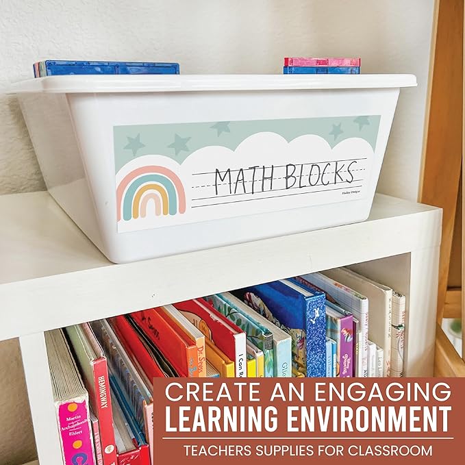 Desk Name Tags for Classroom -25 Student Name Plates for Classroom Kindergarten, Preschool, 1st, 2nd & 3rd Grade, 9x3 Teacher Nameplates for Student Desks & Cubbies, Boho Nametags