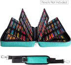 YOUSHARES Big Capacity Colored Pencil Case - 480 Slots large Pen Case Organizer with Multilayer Holder for Prismacolor Colored Pencils & Gel Pen (Green)