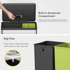 EKO EcoCasa II 36L+24L Dual Trash Can with Recycle Bin, Stainless Steel Garbage Can with Lid, Deodorizer Compartment, Odor-Proof and Fingerprint Resistant