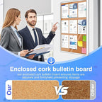 Magula Enclosed Cork Bulletin Board Tamper-Proof Dispaly Case, Aluminium Frame, Shatter Resistant Lockable Bulletin Board, Enclosed Cork Board for School, Office, Commercial, Hospital etc(24"x18")