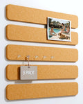 Fluxynara Cork Board Alternative Felt Strip Board 5-Pack 13"x2", Office Pin Board with 35 Push Pins, Adhesive Install for Bedroom Door & Home Office(Sunset Yellow)