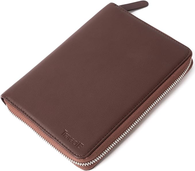 Full Grain Leather Family Passport Holder for 4 Passports - RFID Passport Holder and Travel Document Organizer - Large Leather Travel Wallet for Families - Brown