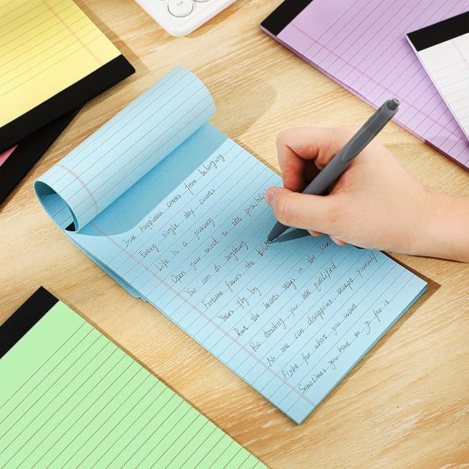 Thboxes 6 Packs Legal Pads 5x8, Totally 180 Sheets Colored Legal Pads 5x8 College Ruled Writing Pads Small Note Pads 30 Sheets/Pad Tablets Lined Notepad for School, Office, To-Do Lists