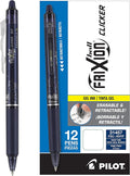 Pilot FriXion Clicker Erasable Gel Pens, Fine Point (0.7mm), Navy Ink, 12-Pack - Refillable, Smooth Writing Pens for School, Journaling, and Office Use
