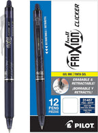 Pilot FriXion Clicker Erasable Gel Pens, Fine Point (0.7mm), Navy Ink, 12-Pack - Refillable, Smooth Writing Pens for School, Journaling, and Office Use