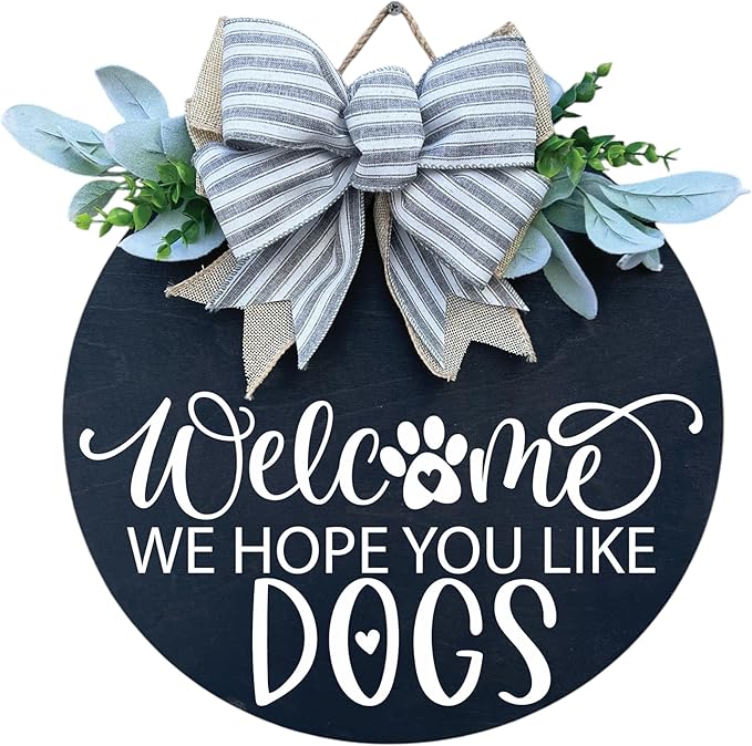 Wood front door sign Wood sign Home decor Welcome sign Sign for front door House warming gift Wedding gift (Dogs 3.0-UV033(A3) S006, 11" Width)