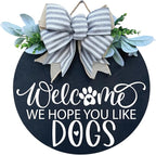 Wood front door sign Wood sign Home decor Welcome sign Sign for front door House warming gift Wedding gift (Dogs 3.0-UV033(A3) S006, 11" Width)