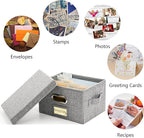 Remowith Greeting Card Organizer and Storage Box with 20 Pcs Adjustable Dividers, Storing Cards with 84 Pcs Labels Perfect for Storing Greeting Cards, Envelopes, Photos 1 Pack Grey