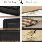 Large Bulletin Board, Foldable 60x36 Inches Cork Board Alternative, Large Felt Board Decorative Pin Board for Wall, Foldable Photo Board Self-Adhesive Vision Board with 36 Pushpins Black
