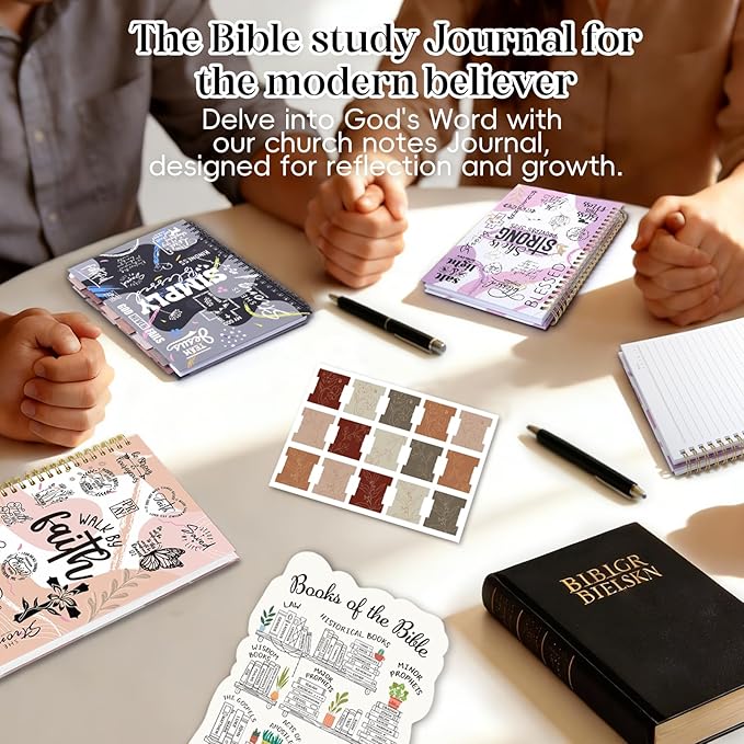 XKDOUS Hardcover Spiral Notebook with Tabs and Bible Tracker, College Ruled Notebook Journal, Church Notes Journal for Women Men, Bible Journal, Blank Notebooks for Work School Note taking, Grey