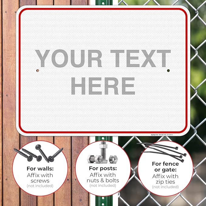 Custom Sign, Personalized Metal Signs, Customize for Business, Workplace, Home, Airbnb, Delivery Red Signs, 18x24 Inches, 3M EGP Reflective .080 Aluminum, Fade Resistant, Made in USA by Sigo Signs