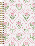 BitKan Pink Rose Floral Spiral Notebook, Preppy Floral Girly Aesthetic Journal, Pink Flower Journal for Women, Grandmillennial Flower Notebook 5.5x8.3 Inch-376