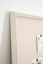 Kate and Laurel Makenna Traditional Linen Fabric Pinboard with Stunning Beaded Frame, 24x36, White