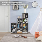 VECELO Narrow Bookshelf Set, Fits 9.3" × 10-12.8" Hardcovers, Cube Storage Bookcases, Free-Standing for Living Room, Bedroom, Home Office, 2/3/4-Tier, 3-Pack, Gray