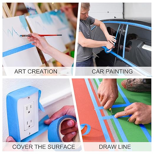 EFOK Blue Painters Tape 1.41 Inch Bulk - Paint Tape 20 Rolls x 1.41 Inch x 55 Yards - Painter's Tape Blue Masking Tape for Walls Painting Packing Automotive Home, Total 1100 Yards