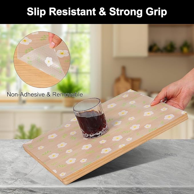 Cooyes Shelf Liner – Premium Non-Adhesive Cabinet & Drawer Liner for Kitchen – Waterproof Shelf Paper with Modern Pattern – Durable EVA Cabinet Mat – Easy to Cut （24" W x 360" L）