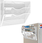 LQPAFZ 3-Tier Magnetic File Holder, No Drilling Installation File Cabinet Organizer, White Magnetic File Organizer, Magazine Rack, Magnetic Paper Holder for Refrigerator, File Cabinets,White