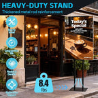 Noliven 4 PCS Adjustable Poster Stand, 43"-83" Adjustable Metal Sign Holder for Display, Double-Sided Freestanding Pedestal Sign Stand, for Restaurants, Parties, Cinemas and Outdoor, Black
