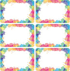 Lucleag 180PCS Watercolor Rainbow Name Tags Stickers, Rainbow Color Name Tag Labels Stickers for Back to School Classroom Student Office Desk Cubby Locker Theme Party Decoration, 2x3 inch