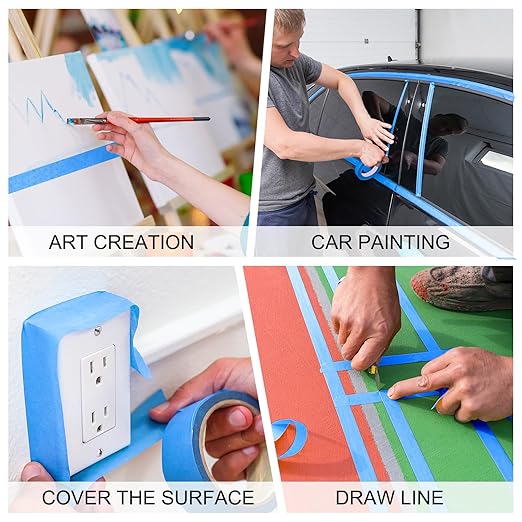 EFOK Blue Painters Tape 2 Inch Bulk - Paint Tape 20 Rolls x 1.88 Inch x 55 Yards - Painter's Tape Blue Masking Tape for Walls Painting Packing Automotive Home, Total 1100 Yards