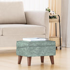 FAGAGA Small Footstool Ottoman, Footstool with Adjustable Lid, 11" Ottoman Foot Rest with Storage for Living Room, Bedroom, Couch, Enterway, Green