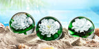 EUSTUMA Hand Blown Glass Flower Paperweight Figurine for Office Desk.Give You A Gift from The Person You Love, The Garden Decoration.(White Lotus Leaves)