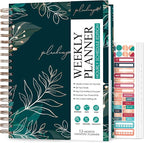 PLANBERRY Large Hourly Schedule Planner Premium – Undated Organizer for Productivity, Time Management & Budget, 8x10.4″ (Green Pastures)