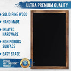 HBCY Creations 11" X 17" Torched Brown Solid Wood Frame Wall Chalkboard, Magnetic Surface, Home Décor, Restaurant & Café Menus, Blackboard, Includes Chalk, Eraser & Hanging Hardware