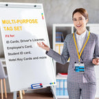 Marspark 50 Sets Clear Name Tags with Lanyard, Lanyards for ID Badges Reusable Strap with ID Holder Plastic Name Badges for Adults Business School Church Conference (Yellow)
