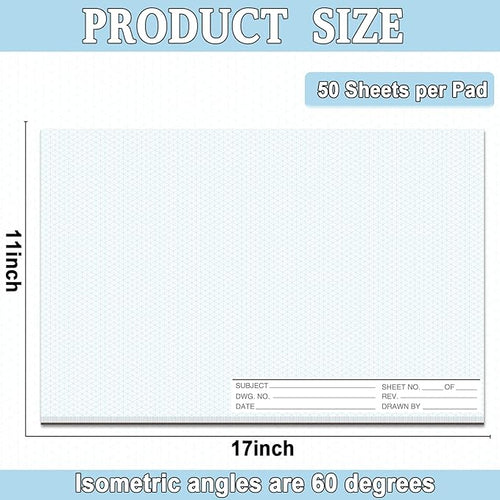 1 Pack 50 Sheets 11" x 17" Isometric Graph Paper Pad Landscape for 3D Designs Architecture Landscaping Engineering Drafting (Landscape)