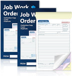 150 Sets Job Work Order Form Book 3 Part Carbonless Work Order Invoice Book 5.5 x 8.3 inch Job Order Forms with Numbers and Tear Off Top with Hard Backing for Business Service (3)