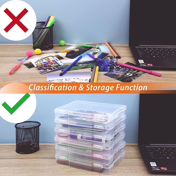 Find Scrapblooms 5×7 Photo Storage Box,Plastic photo keeper With 6 inner 5×7inch photo cases,Card Organzier Craft Storage box for pictures,stamps,seeds (Clear)