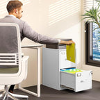 BYNSOE 2 Drawer File Cabinet with Lock Vertical Filing Storage Office Home Steel Vertical File Cabinets for Letter Size File Cabinet Locked,Assembly Required